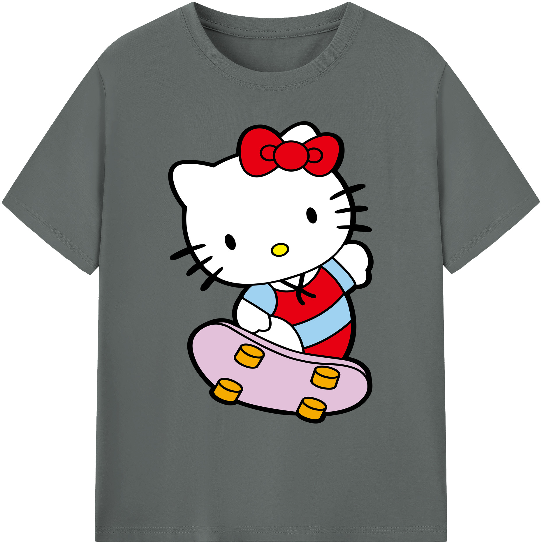 （画像用） Hello Kitty ハローキティ 綿100％ メンズ半袖Tシャツ｜肌触りやわらか＆通気性
